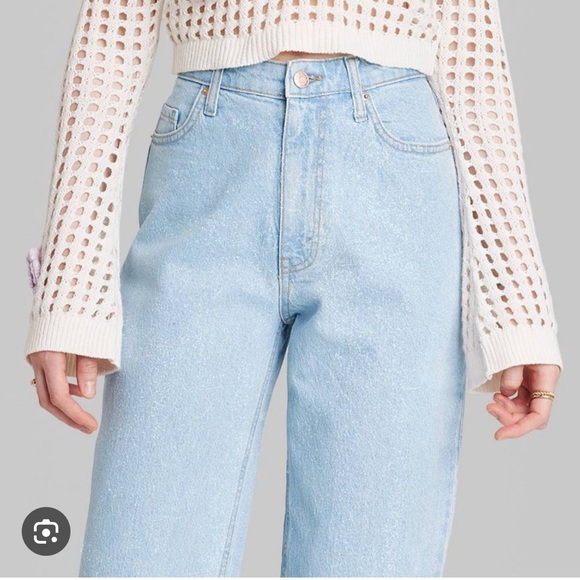 Wild Fable 90s Relaxed Straight Leg Glitter Jeans Size 10 - Picture 2 of 8